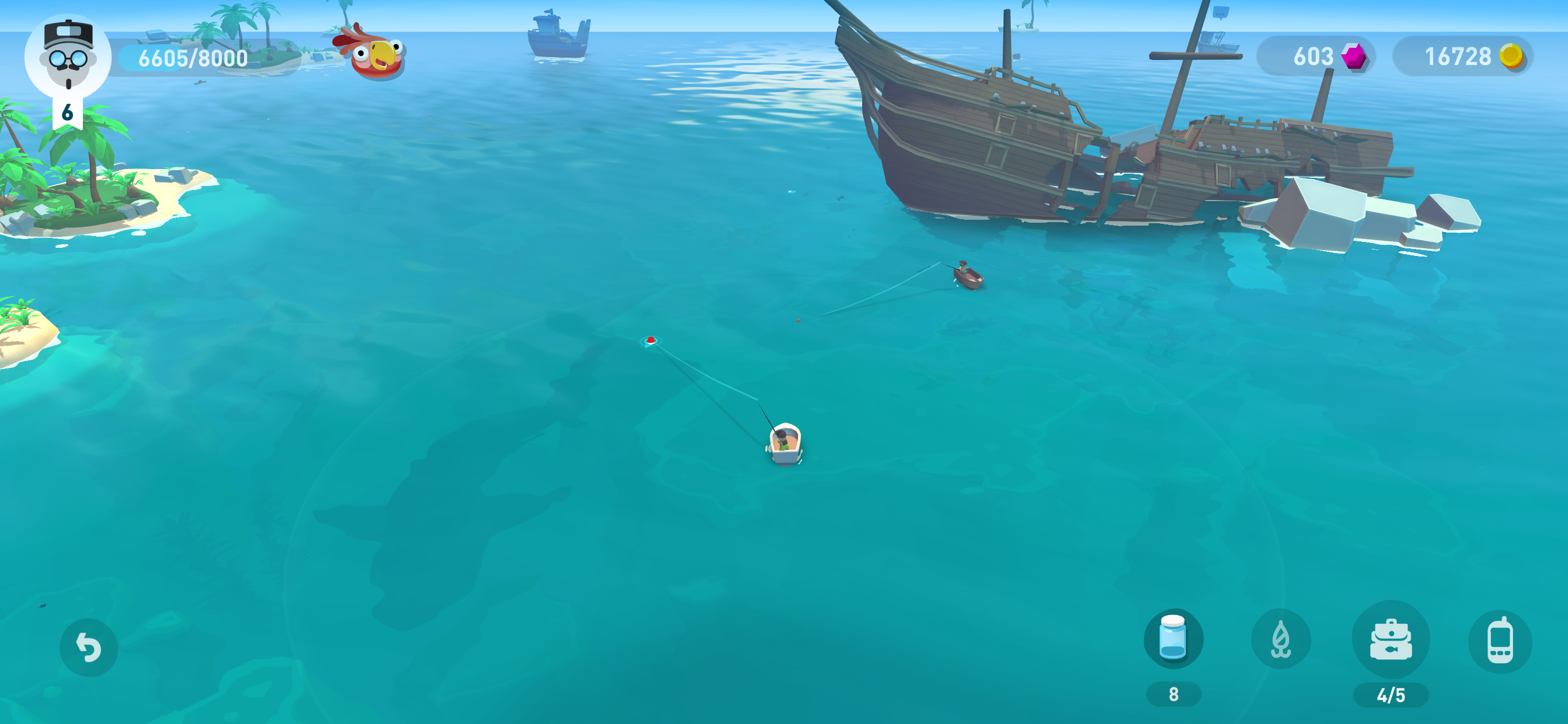 Creatures of the Deep – fishing near tropical islands at sunrise, multiplayer fishing game